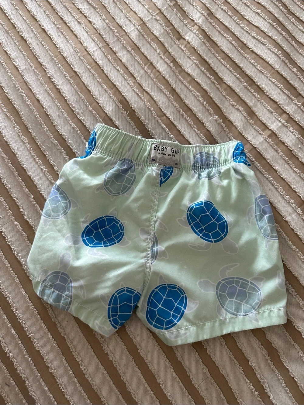 GAP Kids Mint Green Swim Trunks with Blue Turtle Print